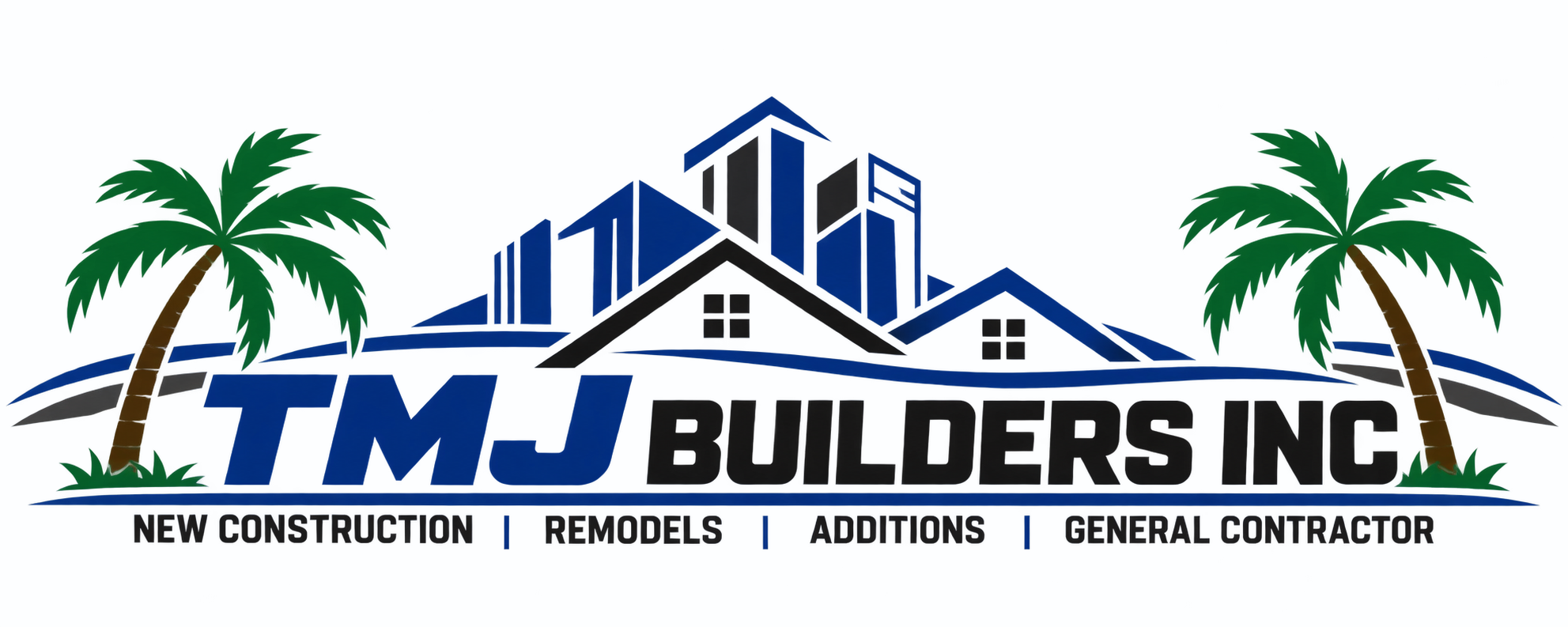 TMJ Builders Inc — palm trees, homes and buildings; new construction, remodels, additions, general contractor